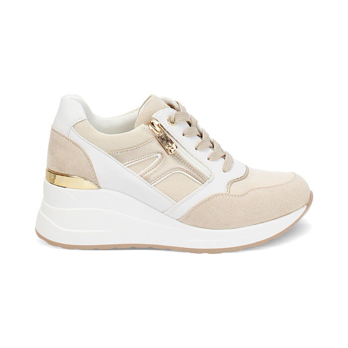 Baskets femme beige en tissu, Primadonna, 252850975TSBEIG035