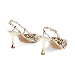 Décolleté slingback donna oro intrecciate, tacco 7,5 cm, Primadonna, 252136310LIOROG036, 004 preview
