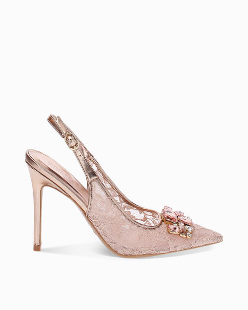 D&eacute;collet&eacute; slingback femme roses en tissu, PINK