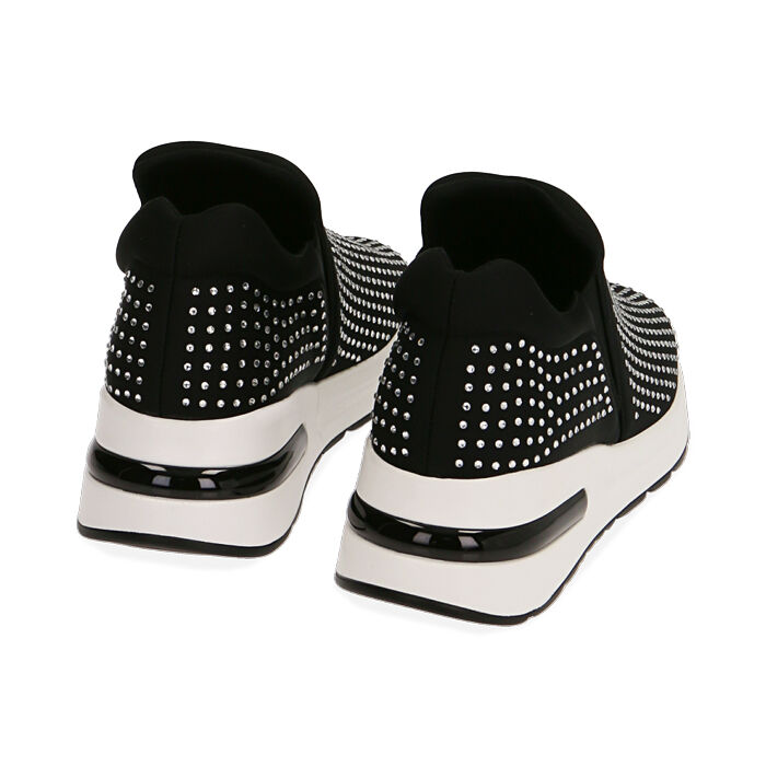 Slip on donna nero bianco in lycra con strass Primadonna Collection