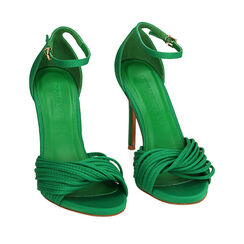 Sandali verdi in lycra, tacco 10,5 cm , 192131028LYVERD037, 002a