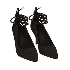 Décolleté nere in lycra, tacco 8,5 cm , Special Price, 182162815LYNERO037, 002a
