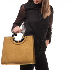 Borsa gialla in microfibra con manico rigido , Borse, 142327601MFGIALUNI, 002 preview