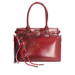 Borsa a mano bordeaux lucida con charms, Primadonna, 261681277EUBORDUNI, 001a