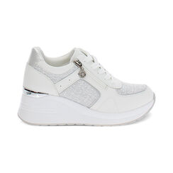 Sneakers bianche con tacco 6,5 cm, Scarpe, 272825016EPBIAN035, 001 preview