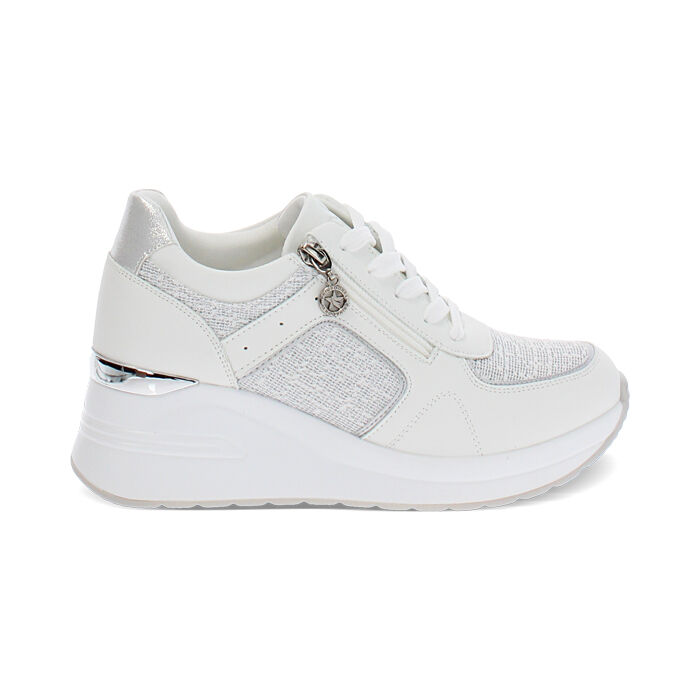 Sneakers bianche con tacco 6,5 cm, Scarpe, 272825016EPBIAN035