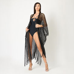 Poncho donna nero in tessuto, Primadonna, 25B450105TSNEROUNI, 002a