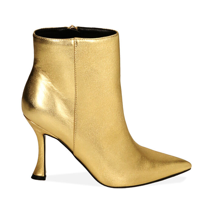Ankle boots oro laminato, tacco 9,5 cm , Primadonna, 202188215LMOROG035