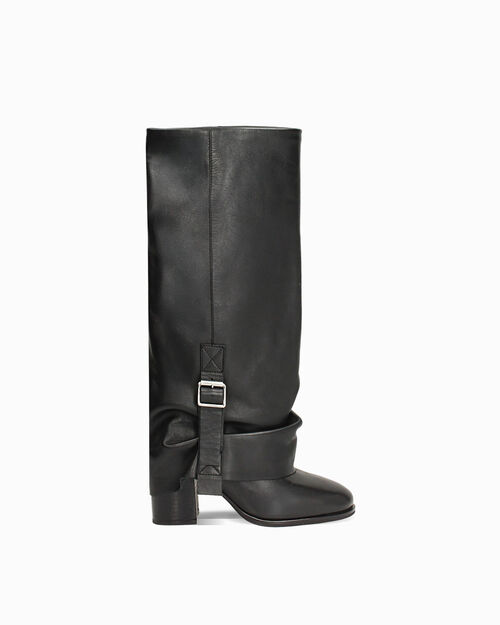Botte noire avec boucle talon 7,5 cm, BLACK