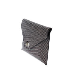 Pochette nera-argento in microfibra con pietre, 245126012MPNEARUNI, 002a