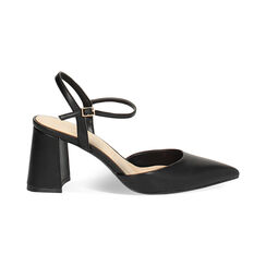 D&eacute;collet&eacute; slingback donna nere, tacco largo 8 cm, Primadonna, 252104030EPNERO037, 001 preview