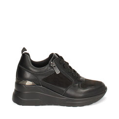 Zapatillas deportivas negras con tacón de 7 cm para un toque de estilo, Primadonna, 262850919EPNERO036, 001a