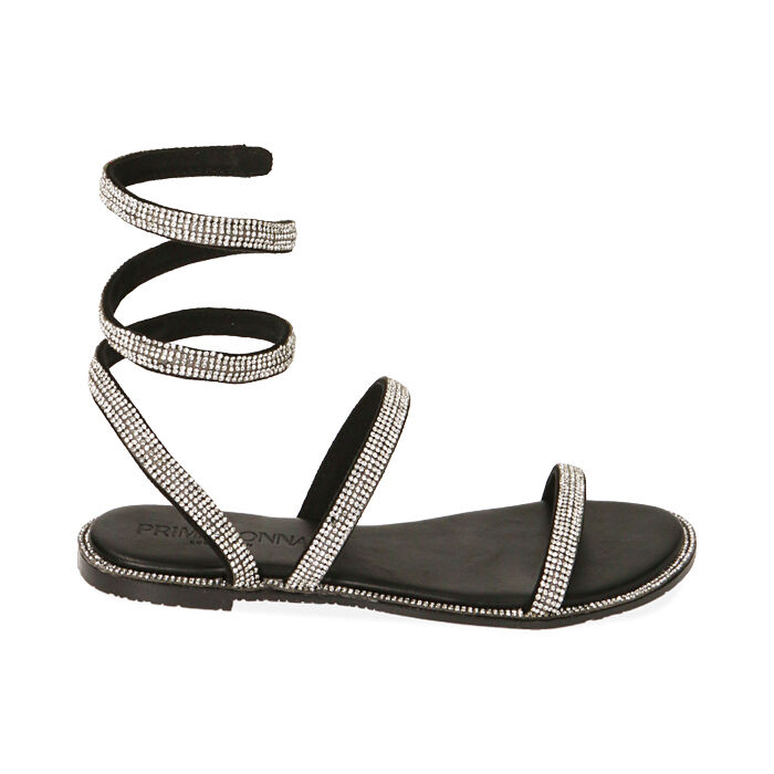 Sandali donna snake neri con strass Primadonna Collection