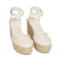 Espadrillas bianche in canvas, platform 8,5 cm, Primadonna, 214981916CABIAN035, 002 preview