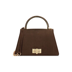 Mini bolso mujer color marrón oscuro en satén, Primadonna, 255126021RSMOROUNI, 001 preview