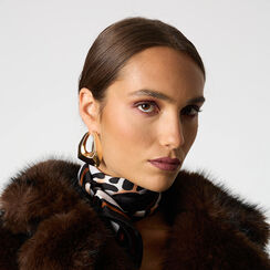 Foulard en tissu noir avec imprimé léopard, Primadonna, 26B431601TSNELEUNI, 002a