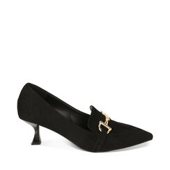 Mocassins noirs en microfibre talon 5,7 cm, Primadonna, 224934980MFNERO036, 001a