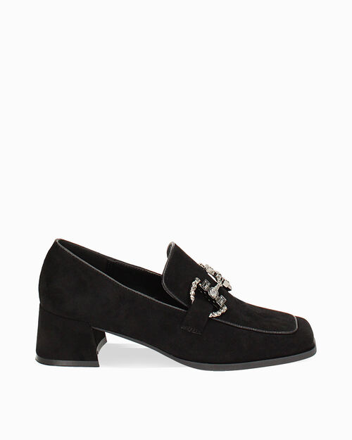 Mocassin noir en microfibre, BLACK