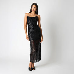 Vestido de lentejuelas negras con detalles brillantes, Primadonna, 26C925059PLNEROL, 003 preview