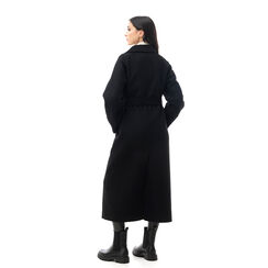 Cappotto nero con cintura, Promozioni, 246520106TSNEROM, 002a