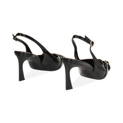 Décolleté slingback nera lucida con tacco di 7,5 cm, Primadonna, 262110603EUNERO035, 003 preview