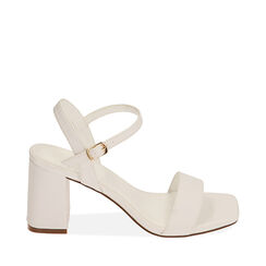 Sandali minimal bianchi, tacco 7,5 cm, Fuori Tutto, 214946332EPBIAN035, 001a