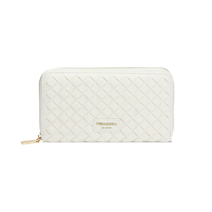 Portafoglio donna bianco intrecciato, Primadonna, 255700503EIBIANUNI