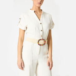 Cinturón de mujer beige en rafia, Primadonna, 25B400039RFBEIGUNI, 002a