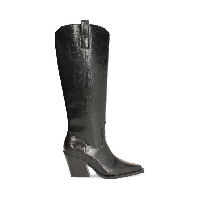 Bota negra de mujer con tacón de 8,2 cm, Primadonna, 26M546504LANERO036
