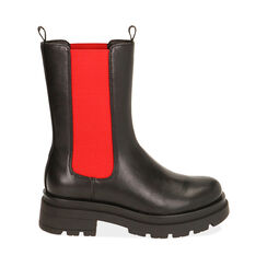 Botines Chelsea negros/rojos, tacón 5 cm, Special Price, 180610101EPNERS037, 001a