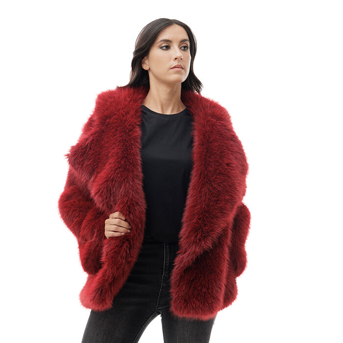 Cappotto in pelo sintetico bordeaux a manica lunga Primadonna Collection
