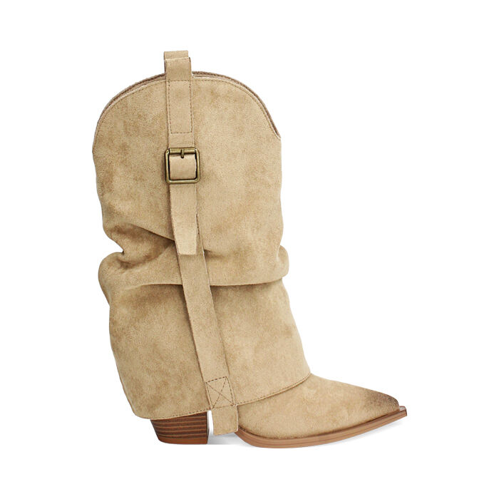 Botas texanas arena tac&oacute;n 9 cm, Zapatos, 273063906MFSABB035