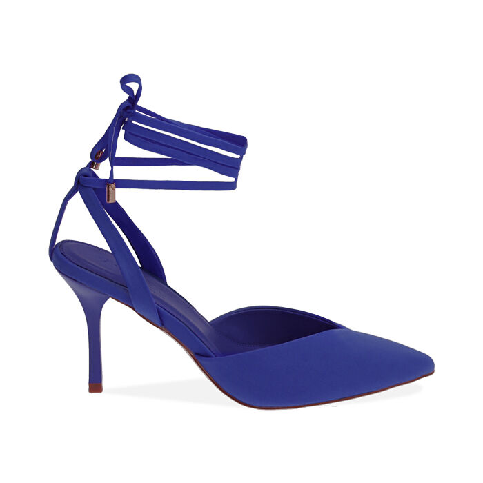 Slingback donna blu in lycra, tacco 8,5 cm | Primadonna Collection