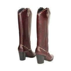 Stivali texani bordeaux con tacco di 7,2 cm, Primadonna, 262734612EPBORD035, 004 preview