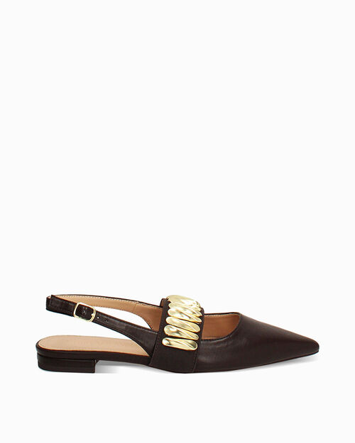 WOMEN SHOES BALLERINA SLINGBACK SYNTHETI, DK BROWN