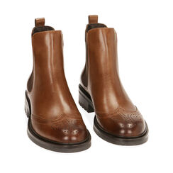 Bottines Chelsea en cuir pleine fleur cognac, 20N406608PECOGN036, 002a