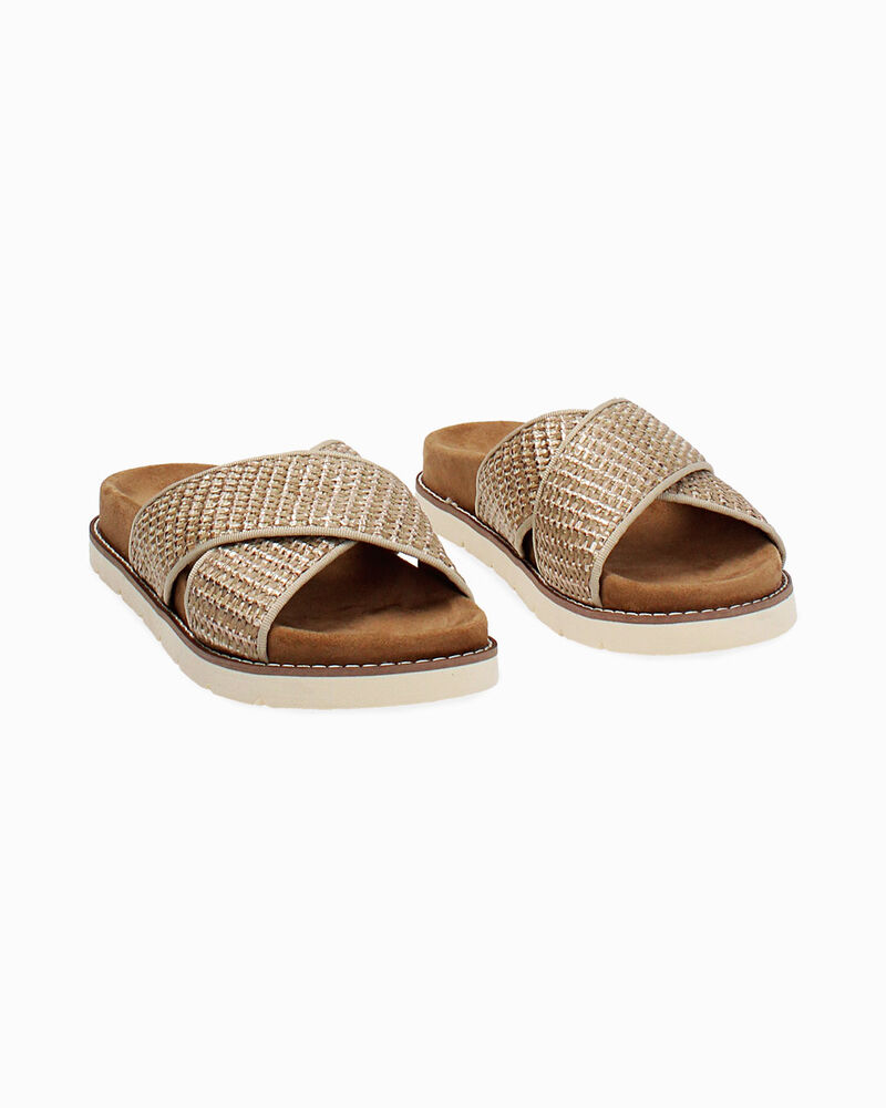 Sandali bassi donna beige in raffia image number null