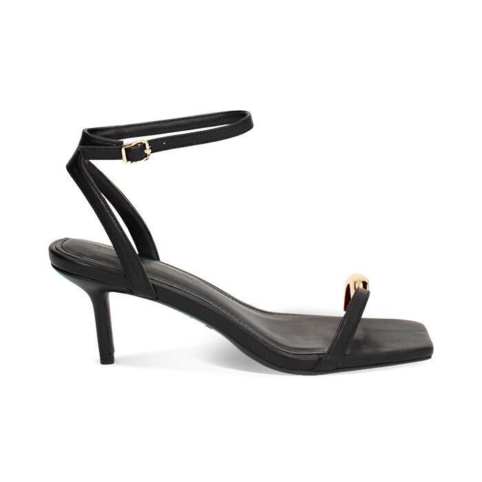Sandalia de tacón mujer negro con cordones, Primadonna, 25M742916EPNERO035