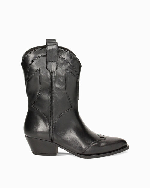 WOMEN SHOES DEMI-BOOT LEATHER NERO, 