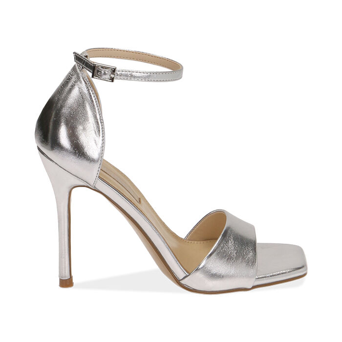 Sandalias laminadas plata, tacón 11 cm | Colección Primadonna Collection