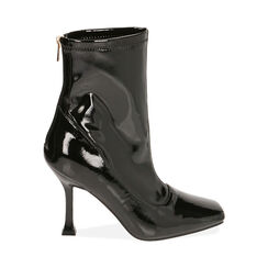 Ankle boots neri in naplack, tacco 9,5 cm, Primadonna, 202134904NPNERO037, 001 preview