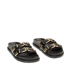 Sandali flat neri con doppia fibbia, Ultime occasioni, 23U508582EPNERO036, 002a