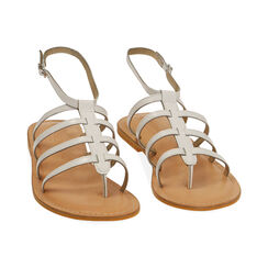 Sandali flat in pelle bianca, Primadonna, 216702037PEBIAN036, 002 preview
