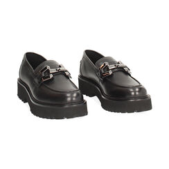 Mocassino nero in pelle, Primadonna, 24B840301PENERO035, 002 preview