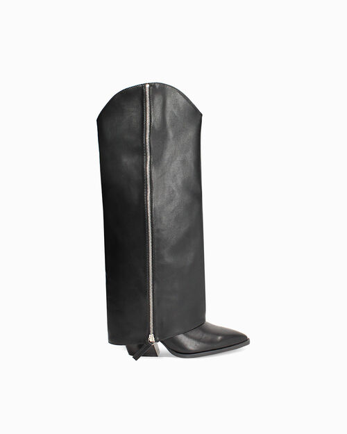 Stivali texani neri con tacco 12 cm, BLACK