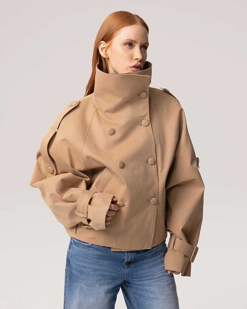Trench beige oversize da donna, BEIGE