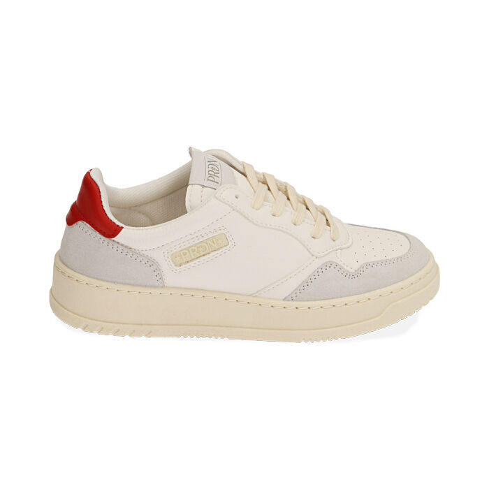 Sneakers bianco/rosso, suola 4 cm, Primadonna, 20F999215EPBIRO035