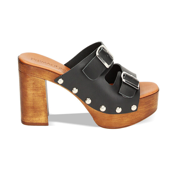 Zuecos negros de cuero, Primadonna, 234362838VANERO036