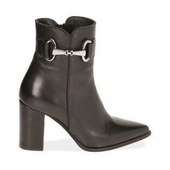 Ankle boots neri in pelle, tacco 9 cm , SPECIAL WEEK, 18L601671PENERO037, 001a
