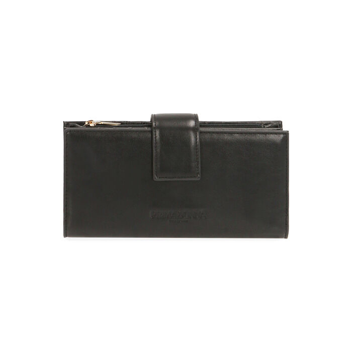 Cartera de mujer negra con logo dorado | Prmadonna Collection